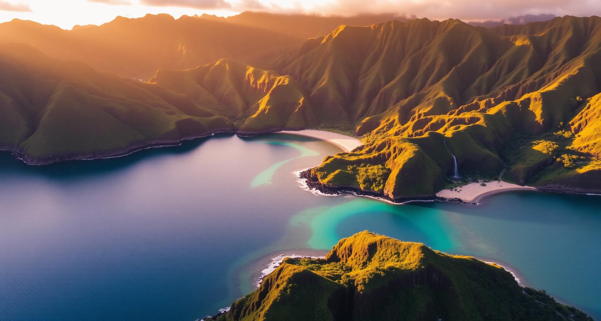 Aerial view of Hanalei Bay on Kauai's North Shore