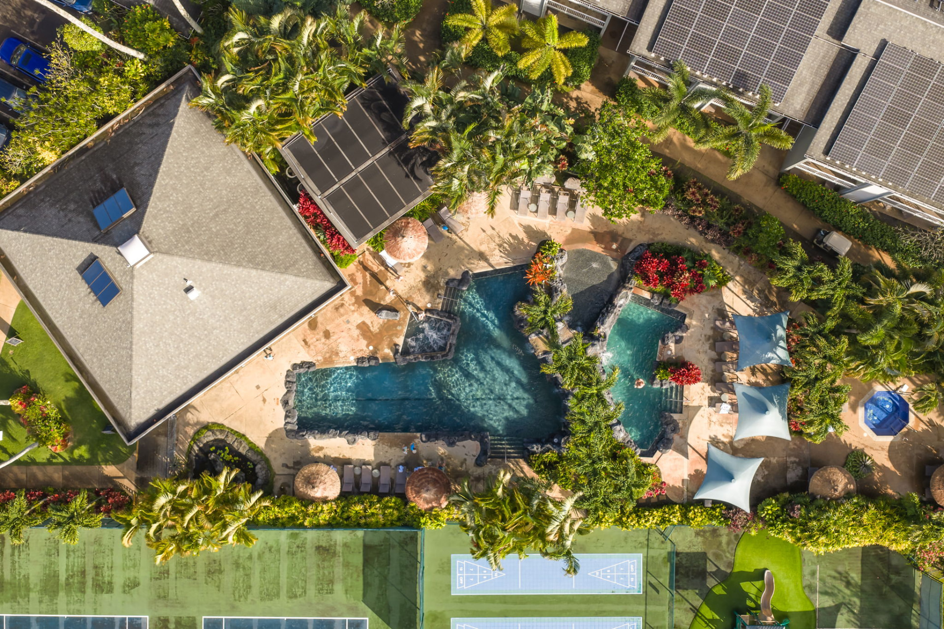 Aerial view of The Cliffs at Princeville resort on Kauai's North Shore
